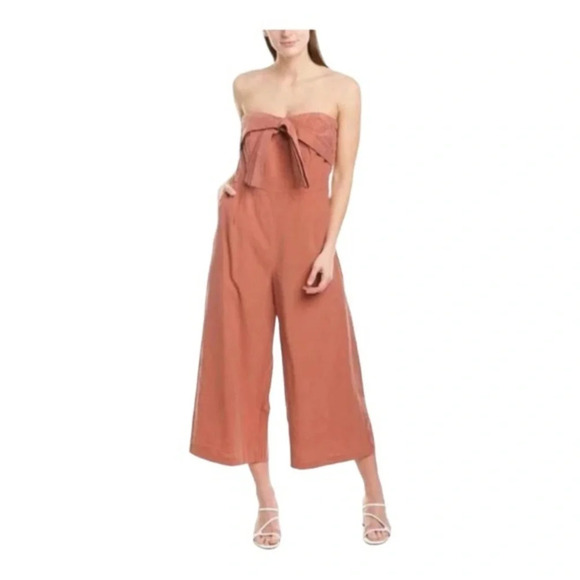 Greylin - Anthropology - Gracie Strapless Bow Cropped Jumpsuit Size L - Picture 1 of 9
